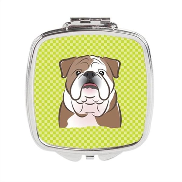Carolines Treasures Carolines Treasures BB1281SCM Checkerboard Lime Green English Bulldog Compact Mirror; 2.75 x 3 x .3 In. BB1281SCM - main
